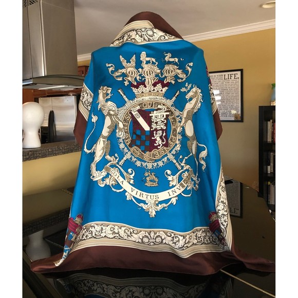 Neiman Marcus Accessories - Vtg Ginnie Johansen 100% Silk Coat of Arms Sola Virtus Invicta Square Scarf